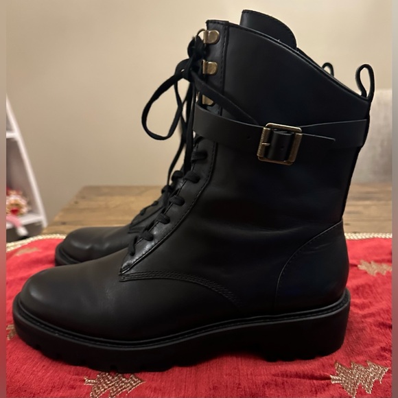 NWOT Antonio Melani Women’s Dylan black leather lug sole combat bootie - Size 10 - Picture 3 of 7